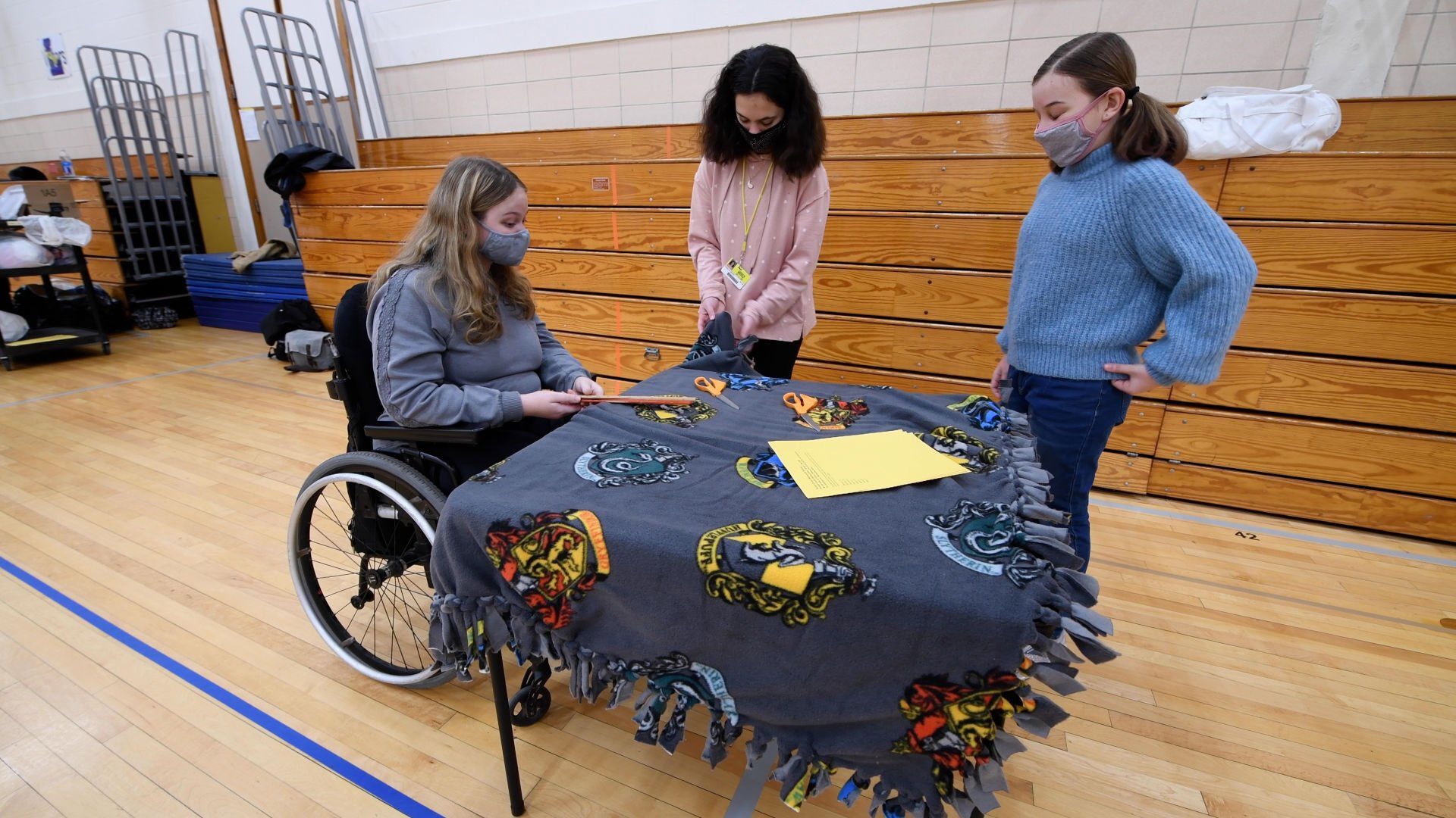Fleece blanket assembly at Lance Middle School